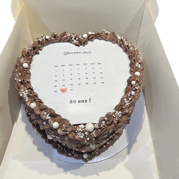 Gâteau Cœur Chocolaté – 80 Ans